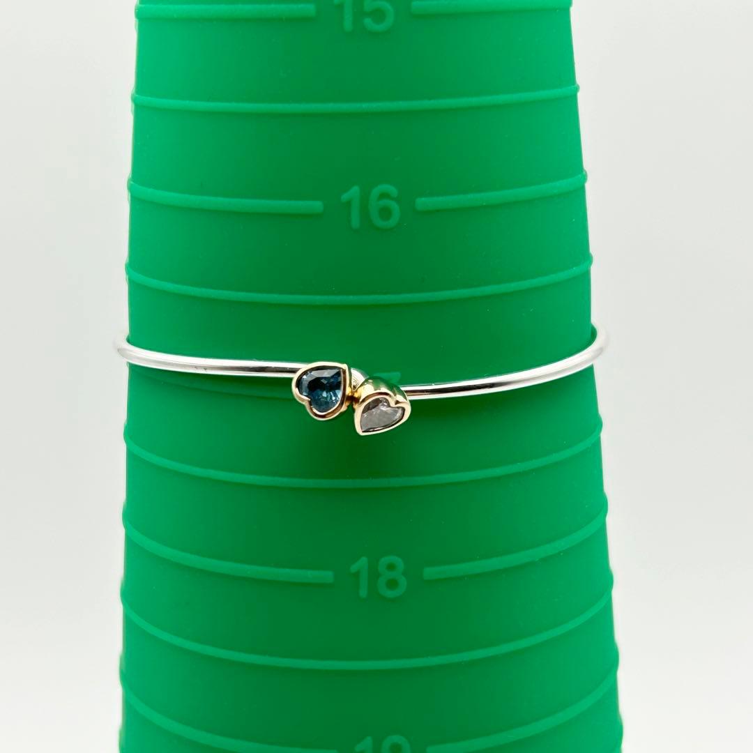 スタージュエリー K14 silver925 バングル ブレスレット ハート 石