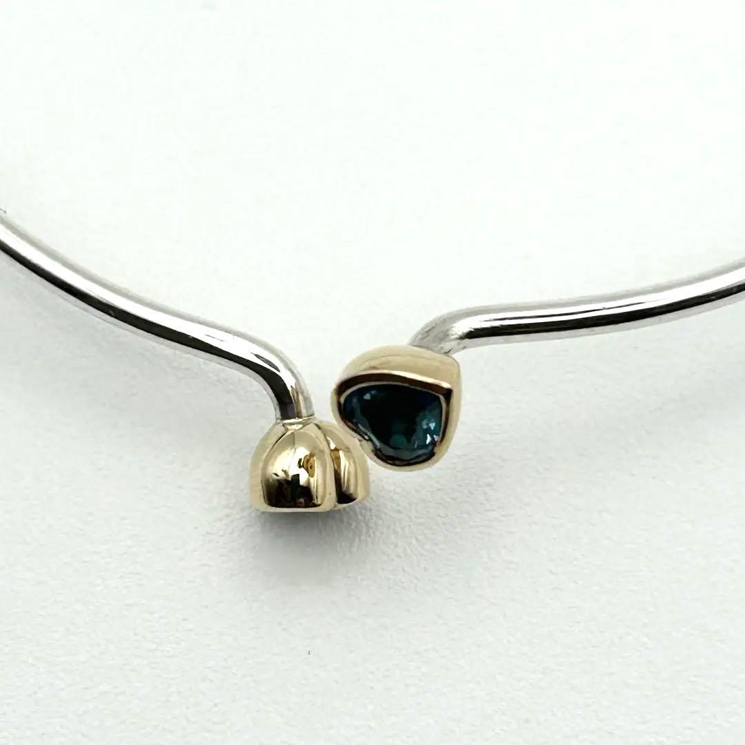 スタージュエリー K14 silver925 バングル ブレスレット ハート 石