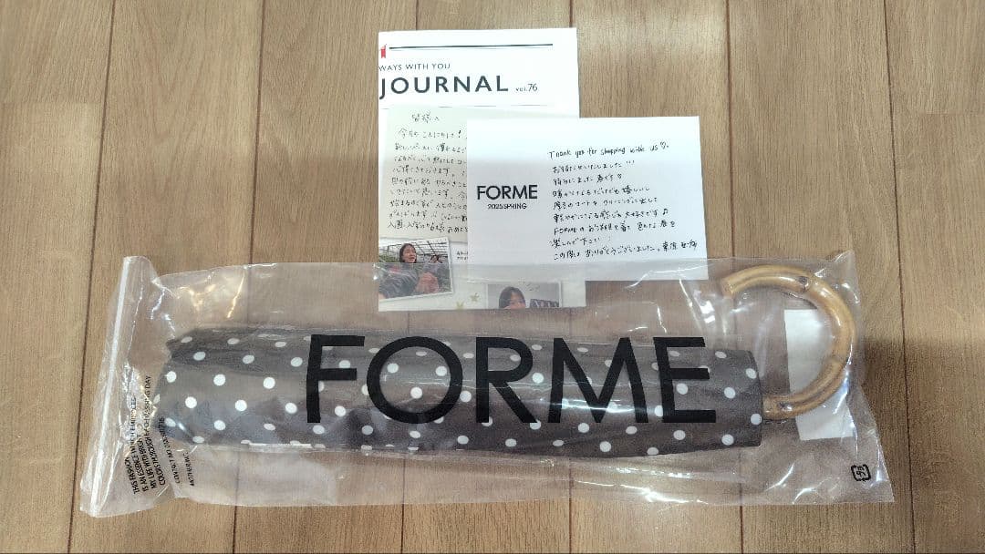 FORME 東原亜希 晴雨兼用折りたたみ日傘 ブラウンドット