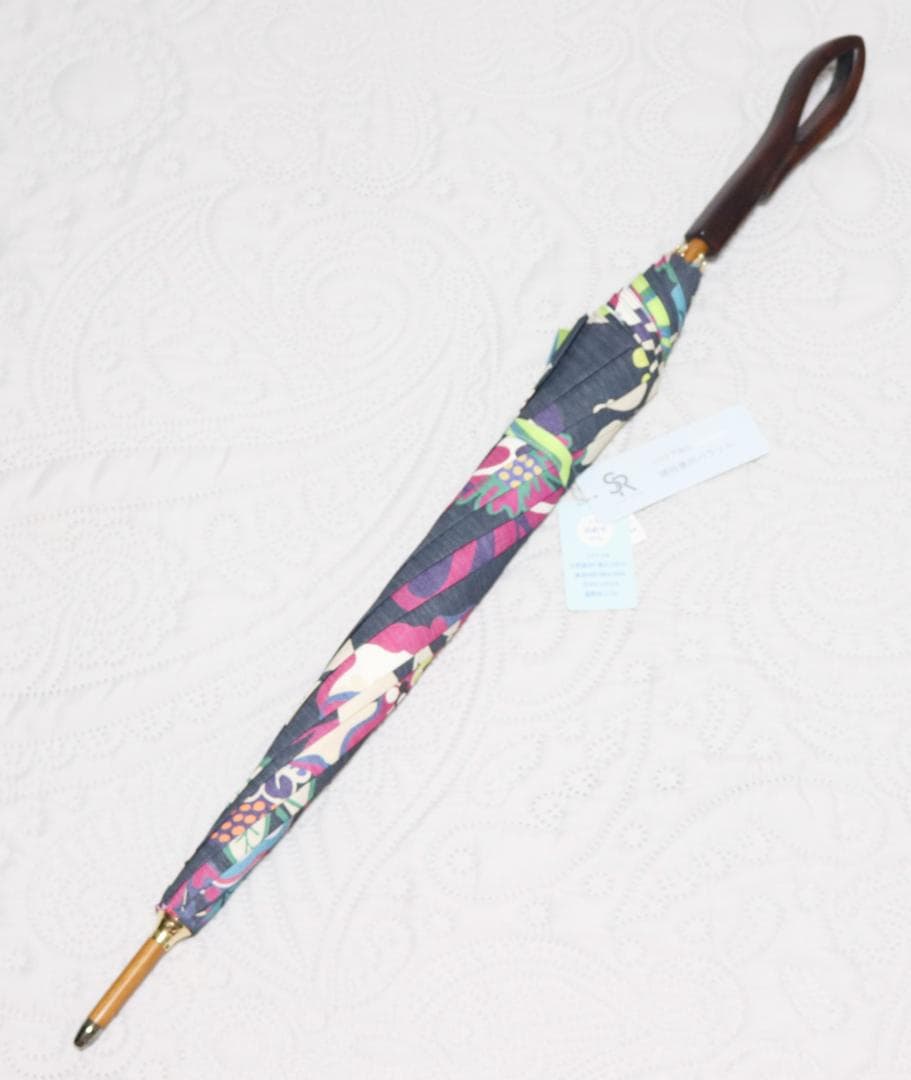 新品【晴雨兼用 長傘】希少！持ち手ループ型ハイビスカス柄 遮蔽率99％ 日傘