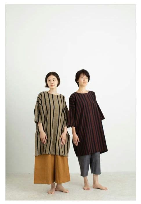 はらっぱ会津木綿スモックワンピース黒緑未使用品