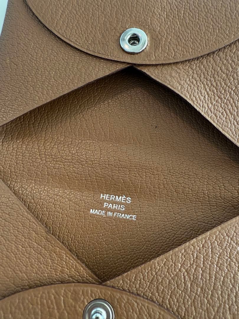 エルメス　名刺入れ　レザー ブラウン 茶 シルバー金具