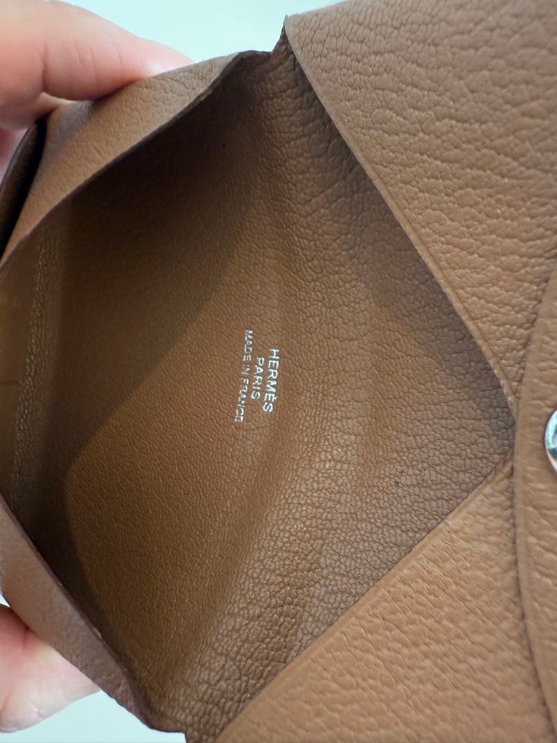 エルメス　名刺入れ　レザー ブラウン 茶 シルバー金具