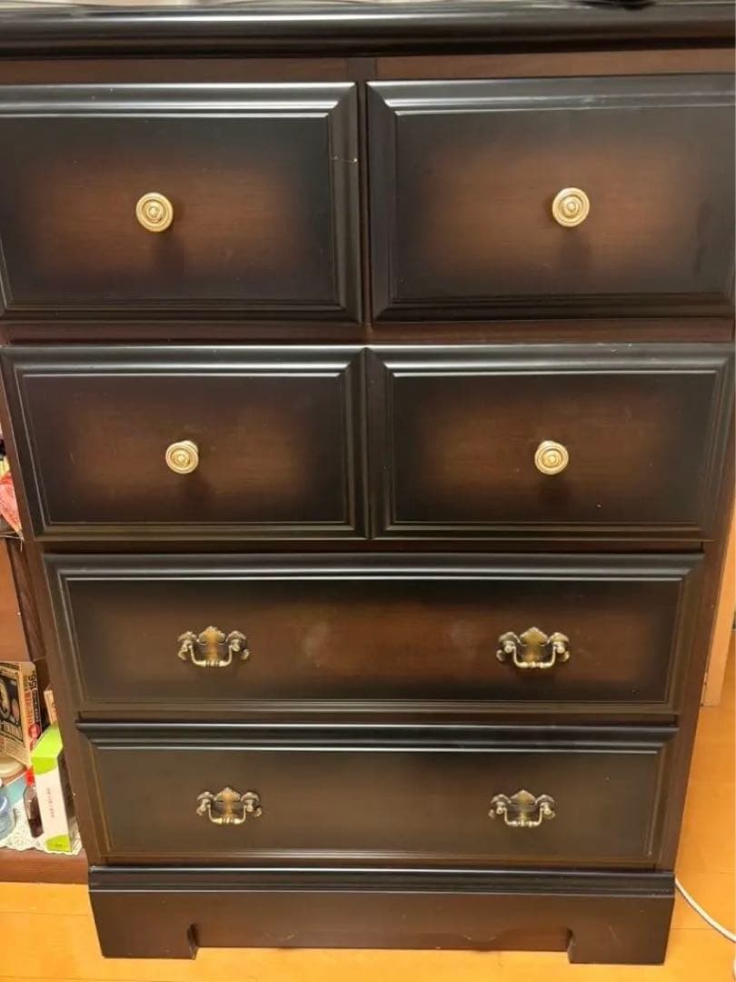 ［期間限定］ダークブラウン木製 タンス チェスト　アンティークインテリア家具　棚