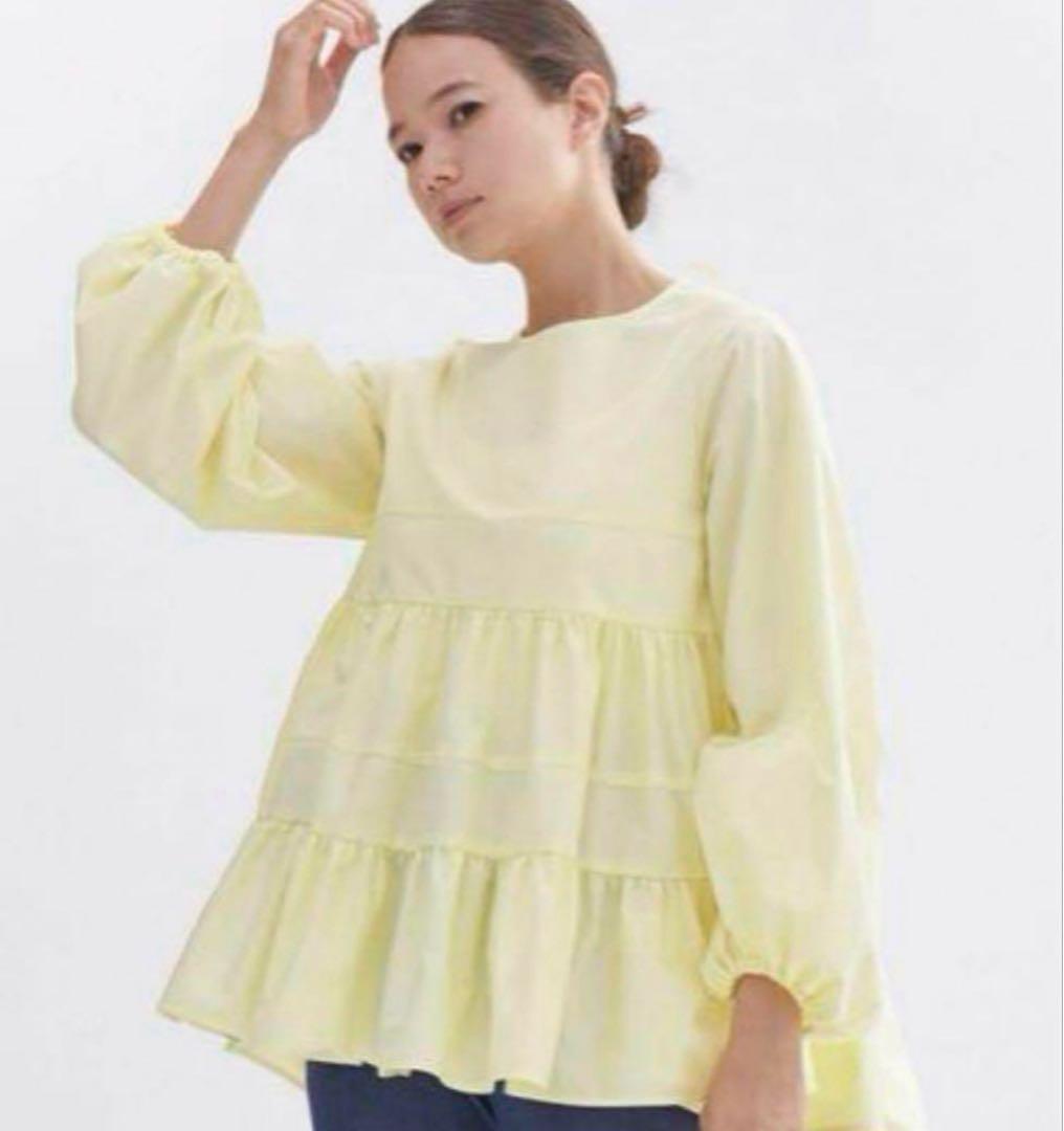 美品✨ ランダムティアード ロングブラウスイエロー