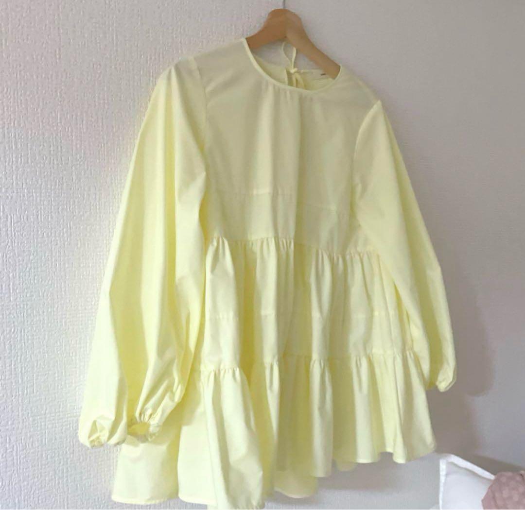 美品✨ ランダムティアード ロングブラウスイエロー