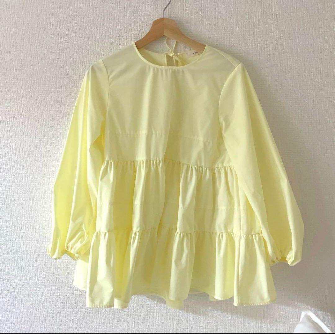 美品✨ ランダムティアード ロングブラウスイエロー