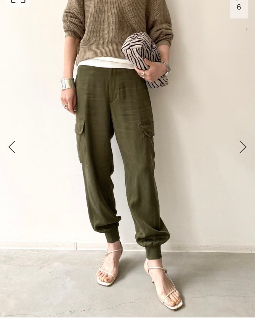 L'Appartement⭐️アパルトモンフィブリルサテンカーゴパンツ カーキ38