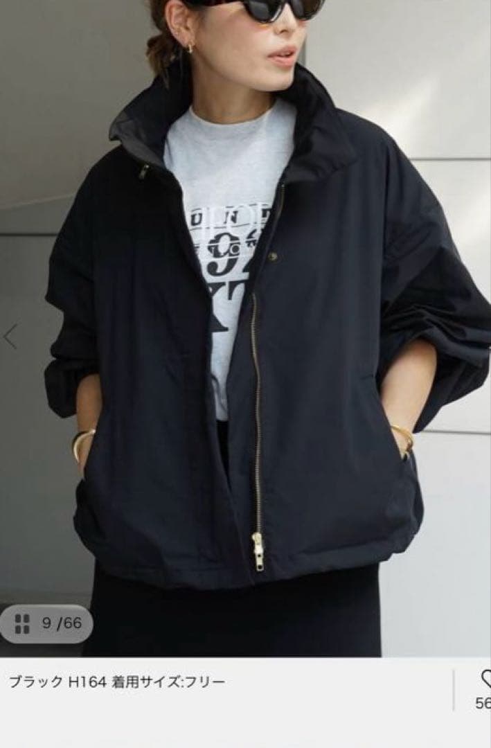 WASHED STAND ZIP ブルゾン　ブラック