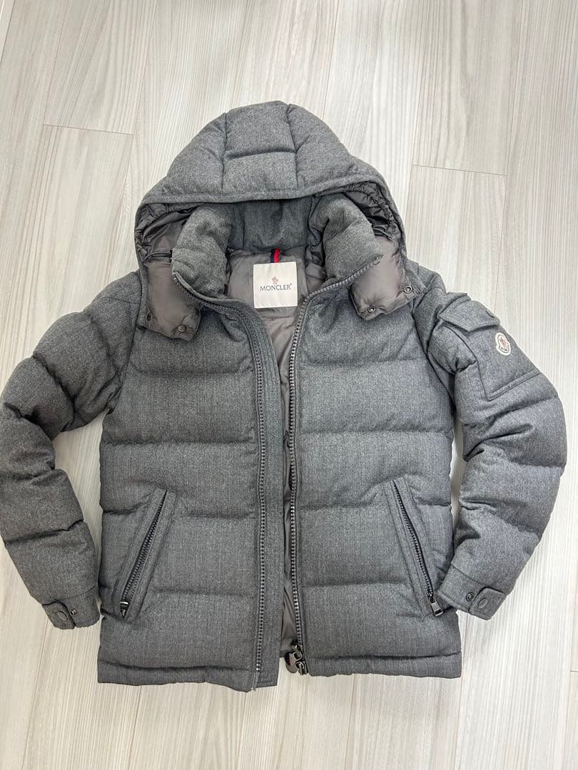 MONCLER モンジュネーブル グレー フード付きダウンジャケット サイズ0