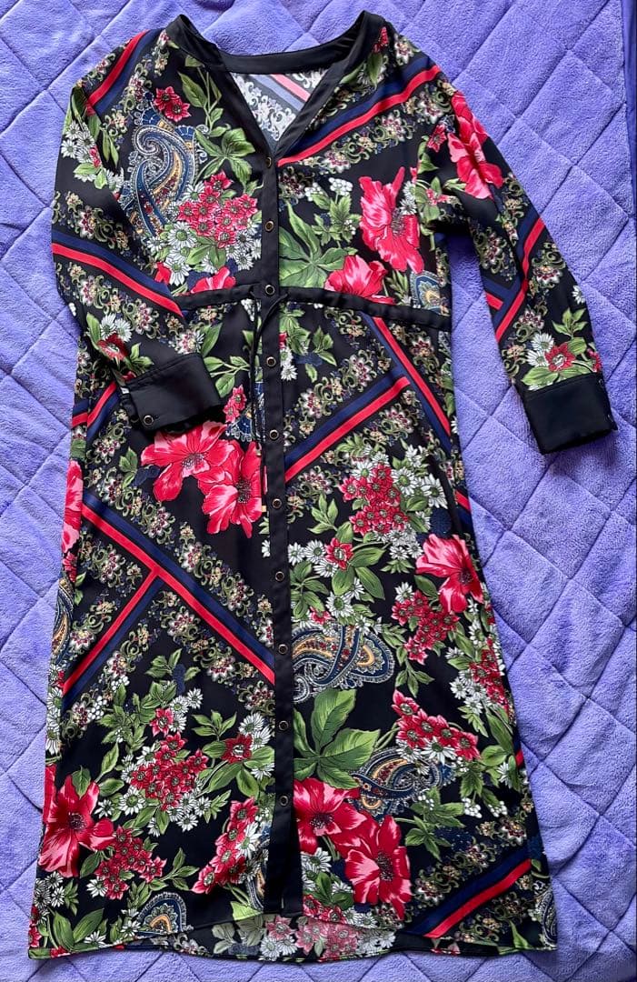 【美品】グレースコンチネンタル　ボタニカルスカーフワンピース　サイズ38