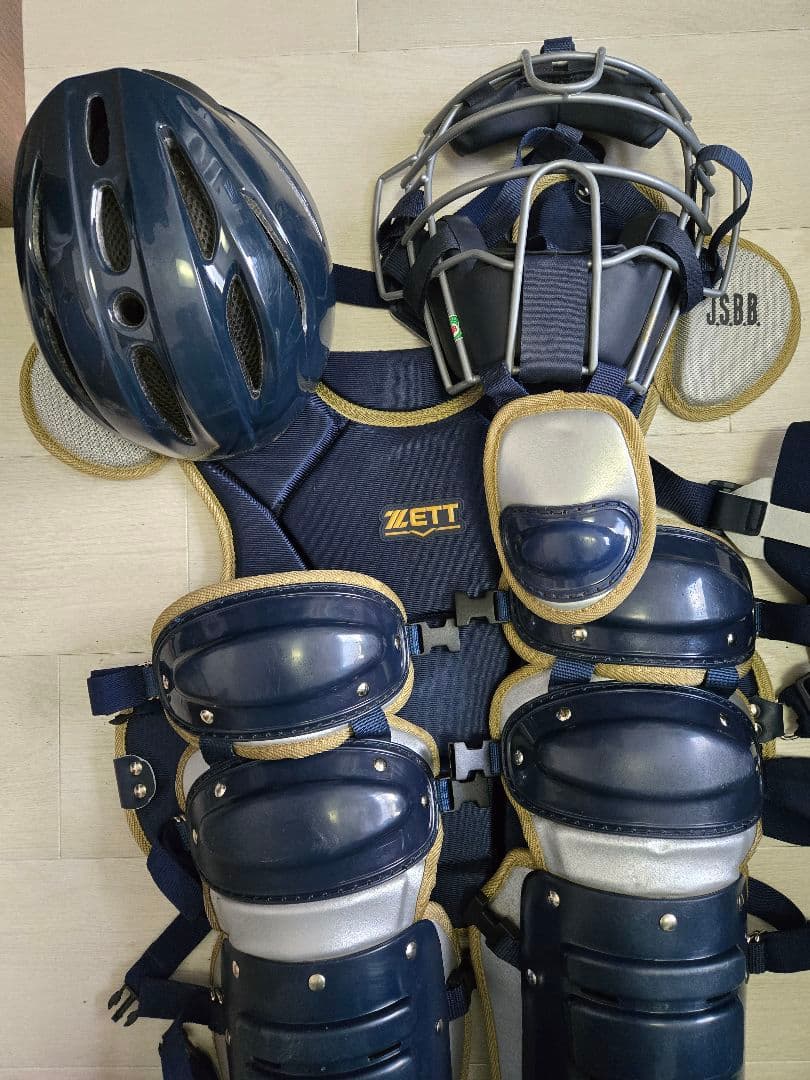 ZETT キャッチャー道具　プロテクター5点セット ネイビー