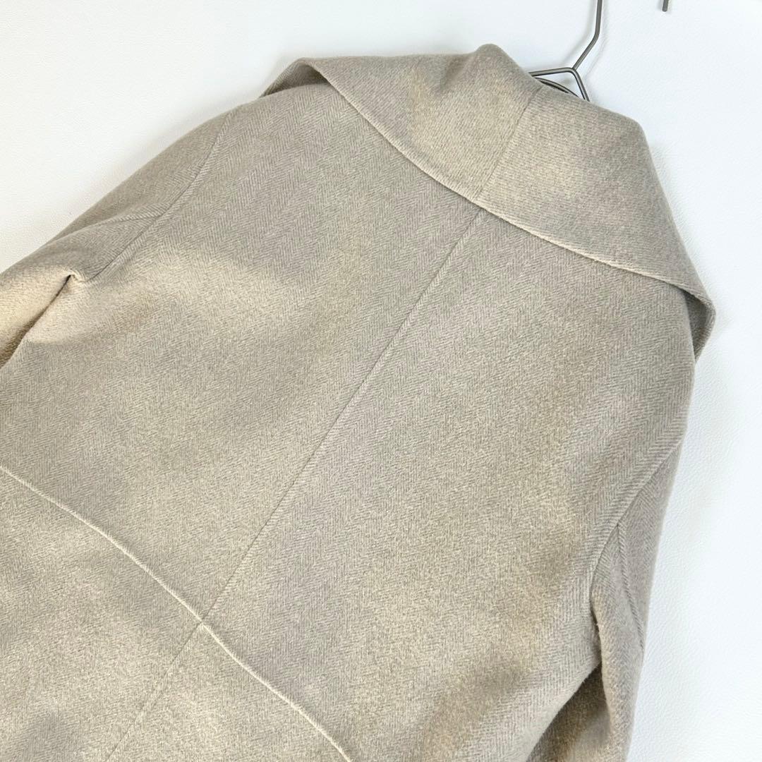 美品✨ベイジ カシミヤ混 ビックカラー ショートコート グレージュ 4