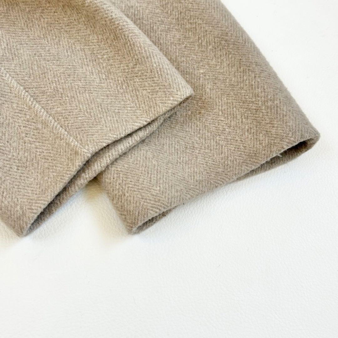 美品✨ベイジ カシミヤ混 ビックカラー ショートコート グレージュ 4