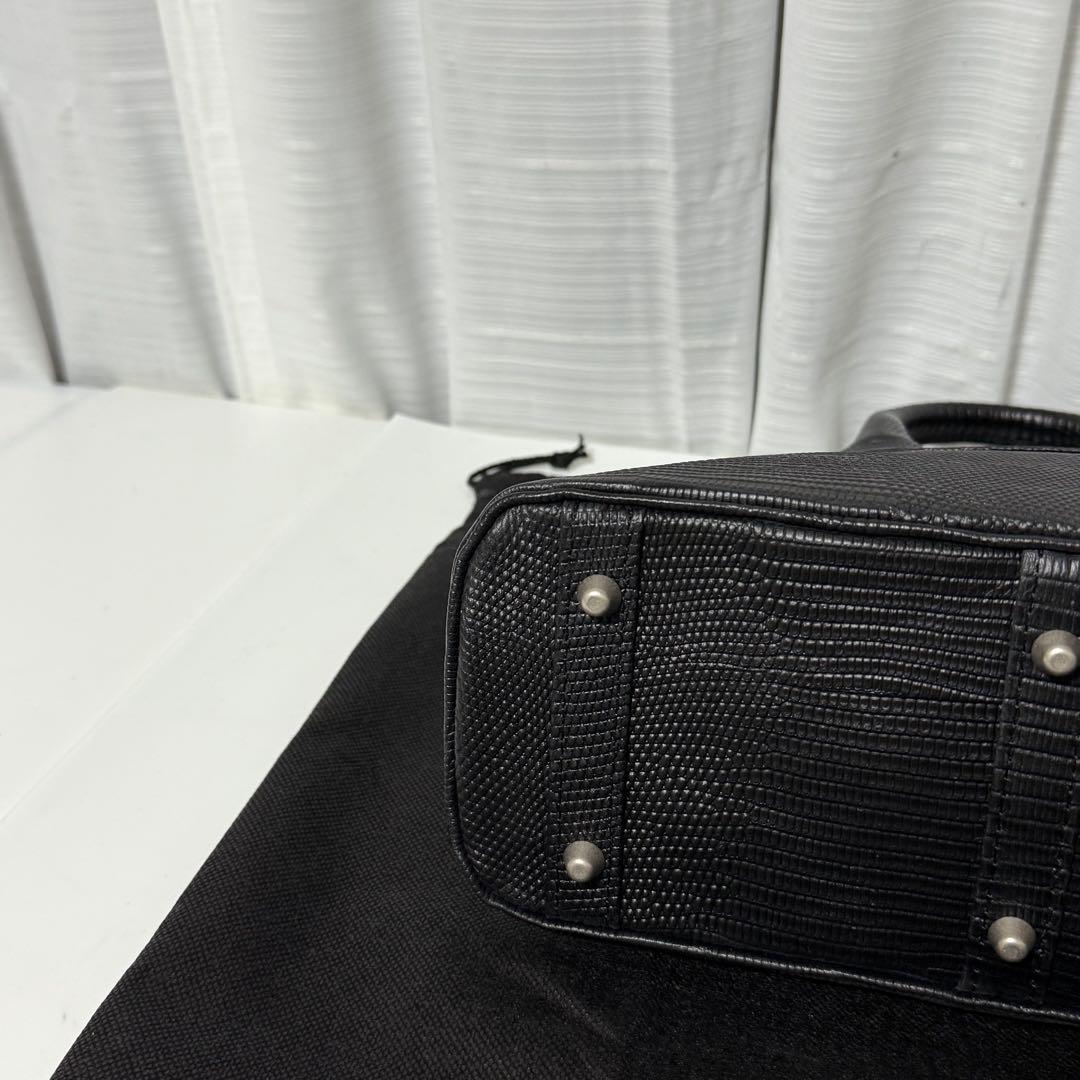 ⭐️新品未使用⭐️　M.U.L.　ハンドバッグ　リザード型押し　2way　ブラック