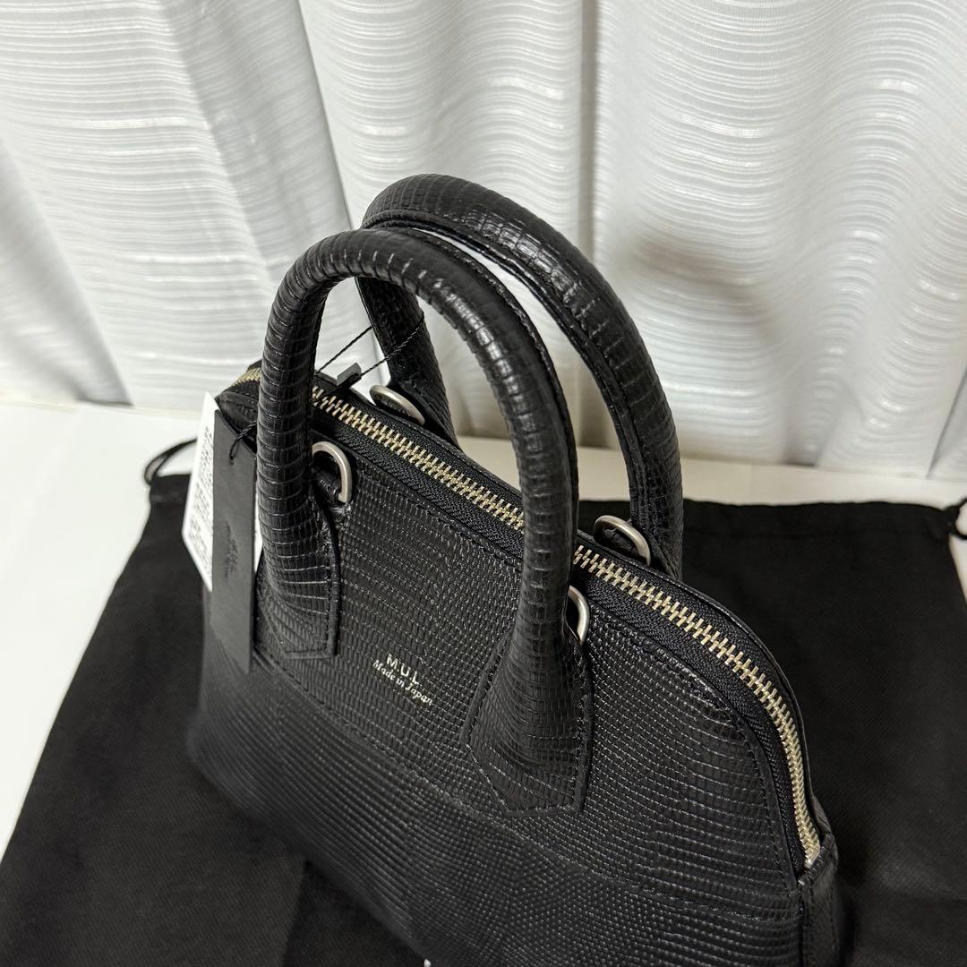 ⭐️新品未使用⭐️　M.U.L.　ハンドバッグ　リザード型押し　2way　ブラック
