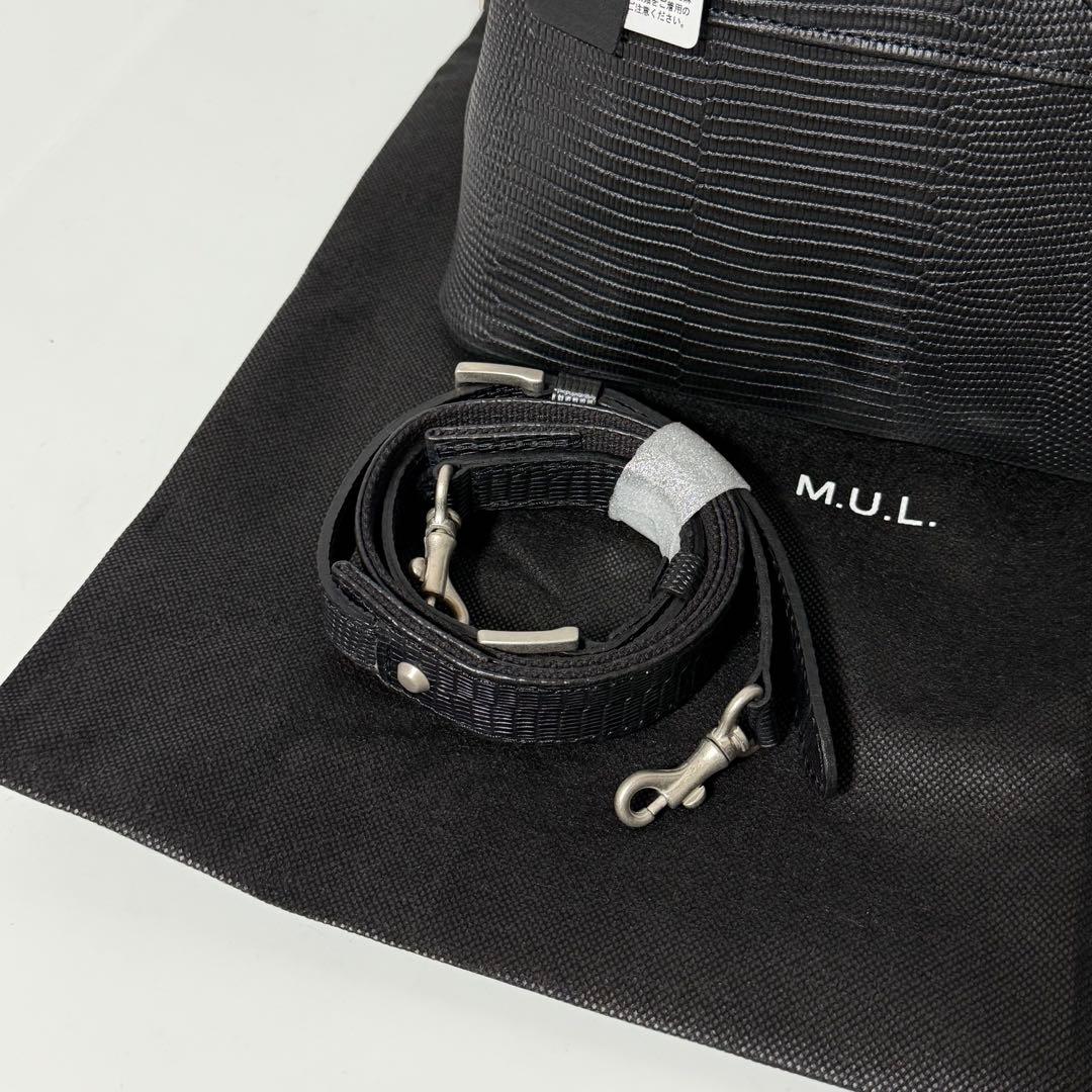 ⭐️新品未使用⭐️　M.U.L.　ハンドバッグ　リザード型押し　2way　ブラック