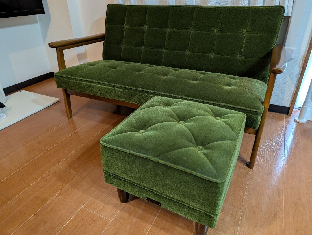 【まおさん再購入用】グリーンファブリックオットマン