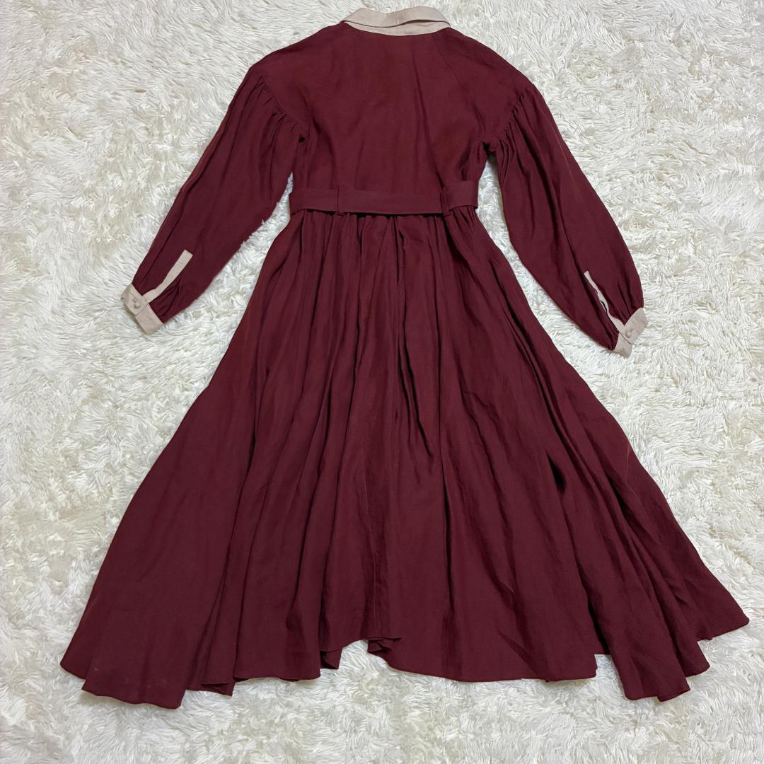 ハザマ ha|za|ma 経年真価のワンピース ボルドー　リネン１００％