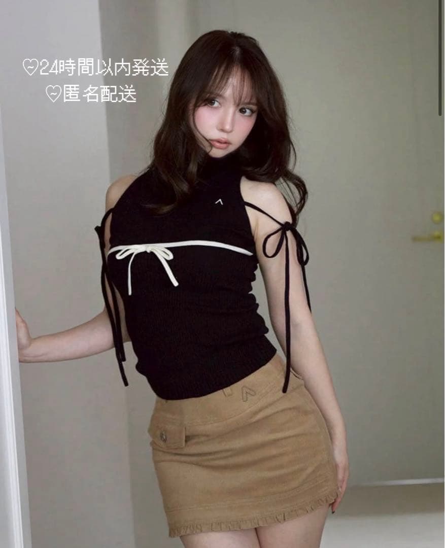【正規品】超美品 Andmary adele ribbon tank black