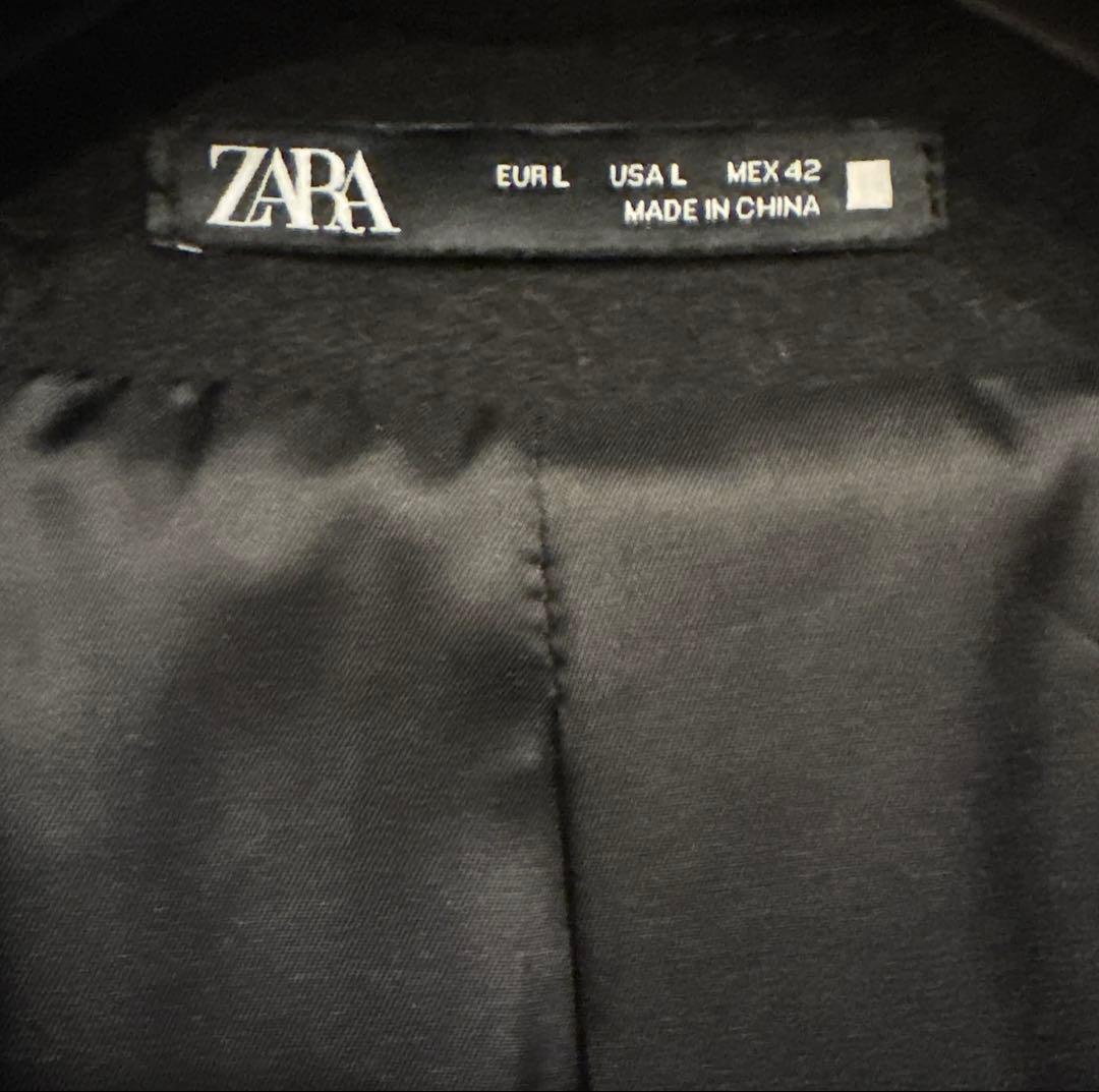 【ZARA】 ウールブレンドコート・10%カシミア/ ブラック・Lサイズ