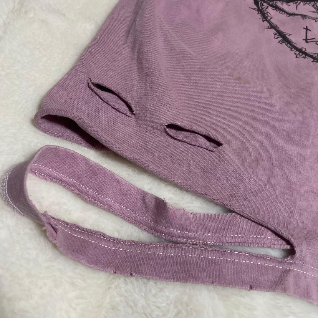 【24ss】KIDILL 定価2.5 デストロイ加工Tシャツ くすんだピンク