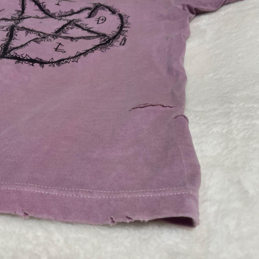 【24ss】KIDILL 定価2.5 デストロイ加工Tシャツ くすんだピンク