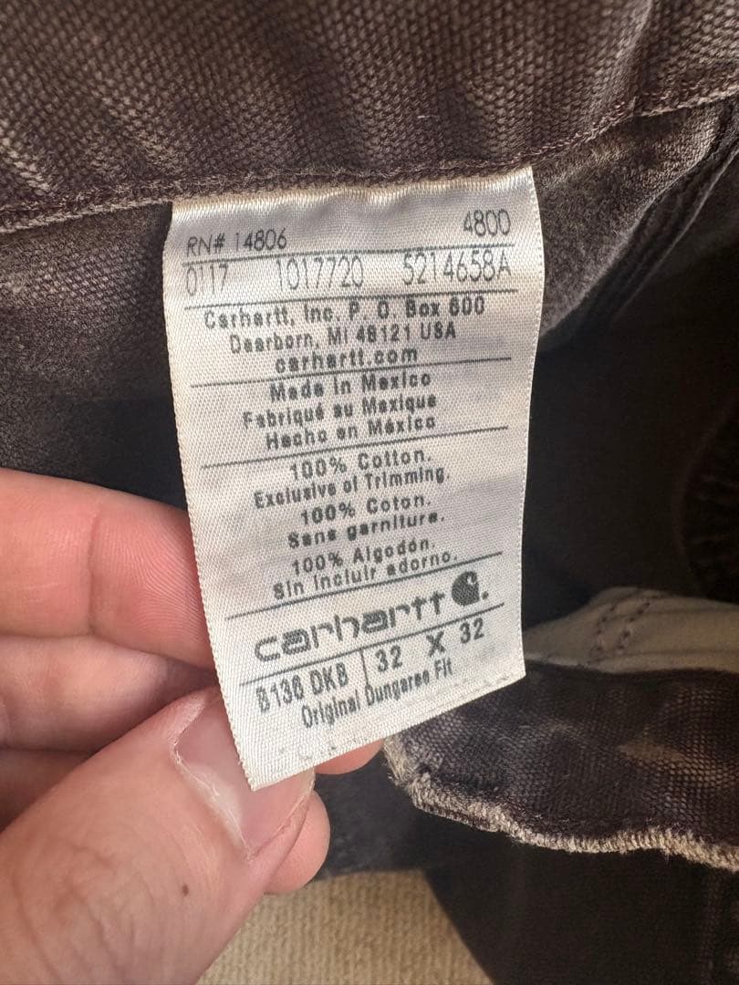 Carhartt ダブルニー パンツ ダークブラウン 雰囲気◎ 鬼フェード