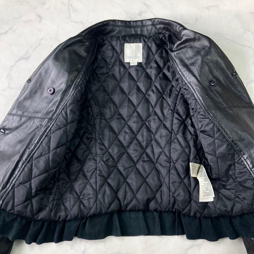 希少 ディーゼル ライダースジャケット シングル 黒 シープレザー y2k