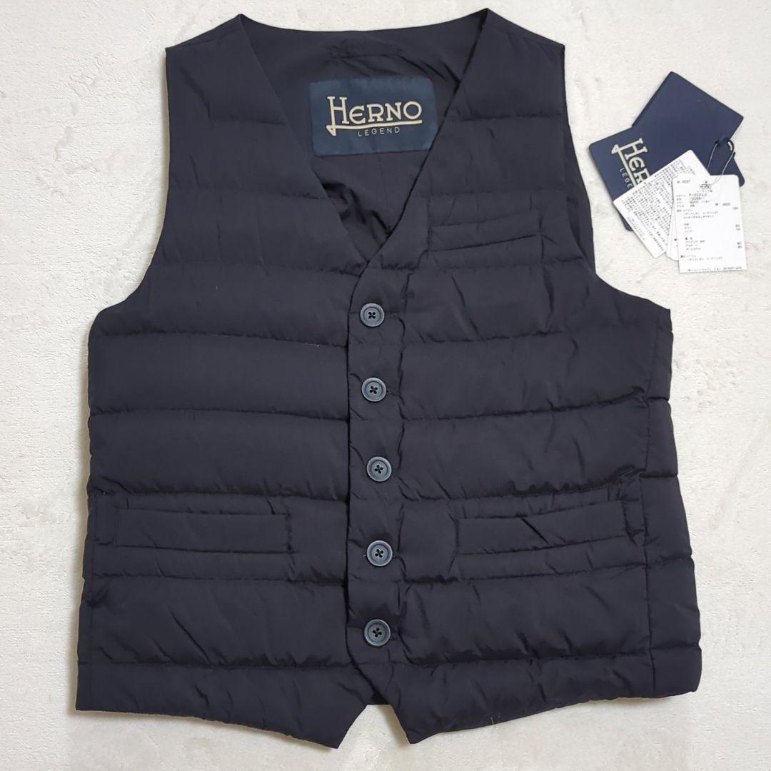 未使用級 48 HERNO LEGEND ダウンベスト シングルボタン ネイビー