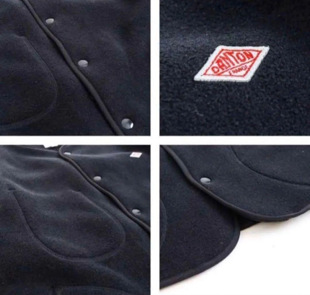 DANTONダントン　ノーカラー フリース ジャケット　ブラック44