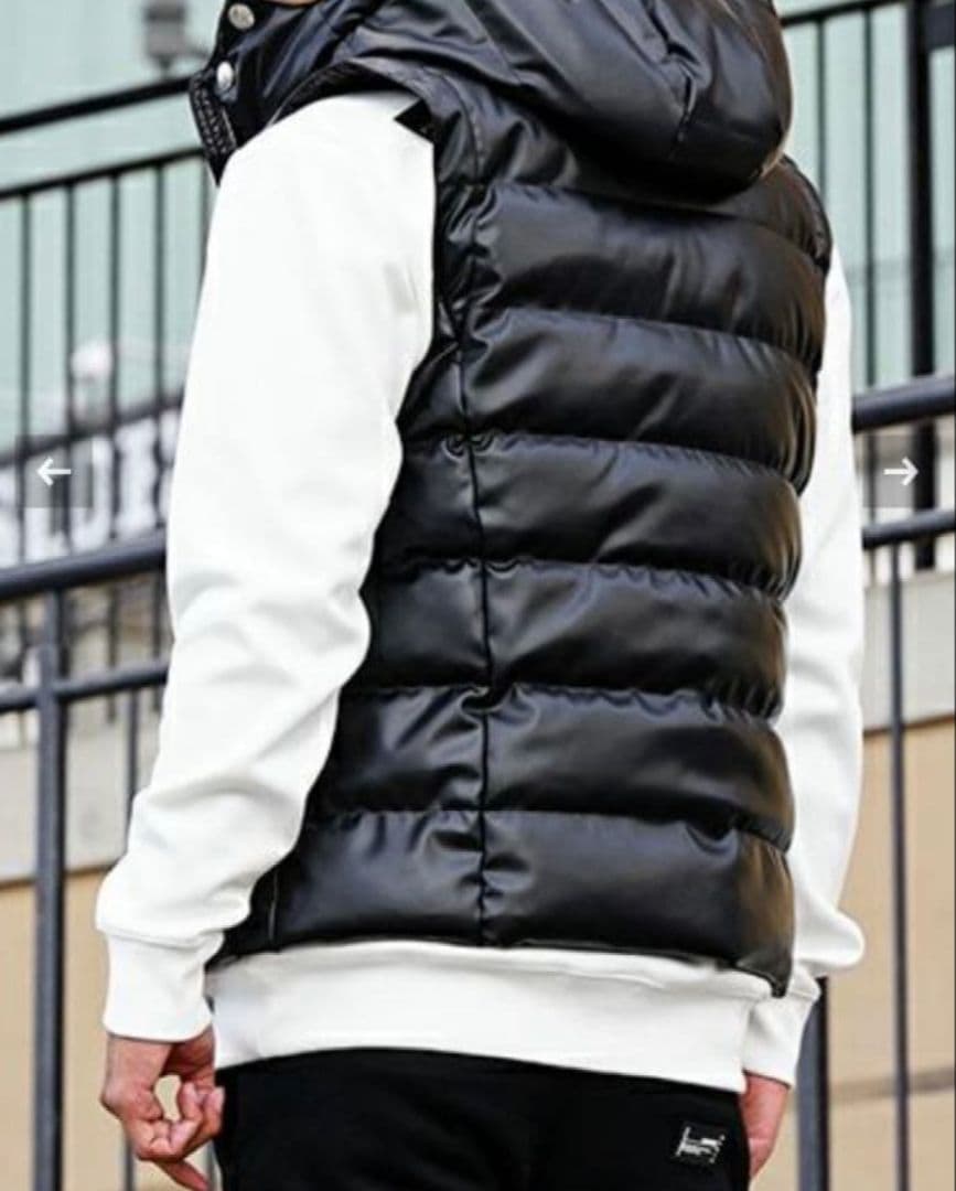 アダムスジャグラー　レトロエンジン　エコ レザー　中綿　ベスト　黒