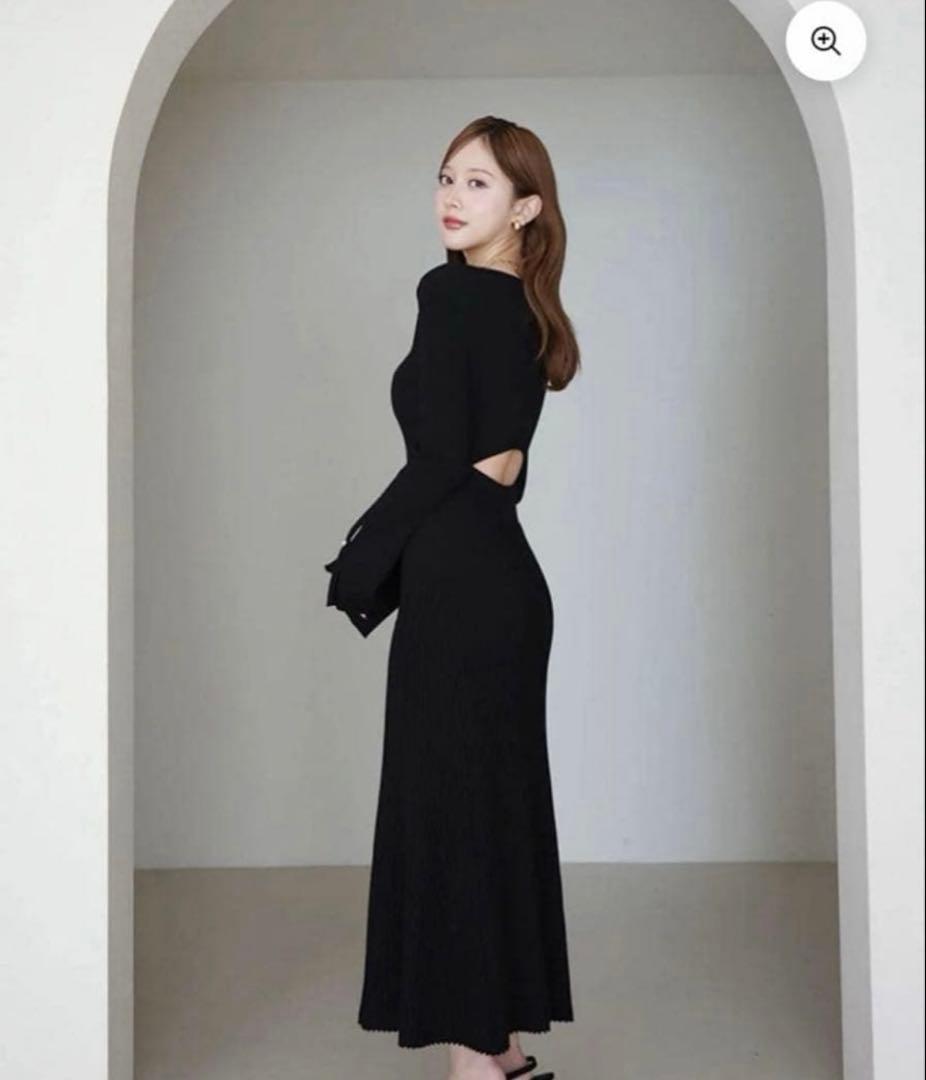 【本日まで】eimy istoireリブニットフレアワンピース黒