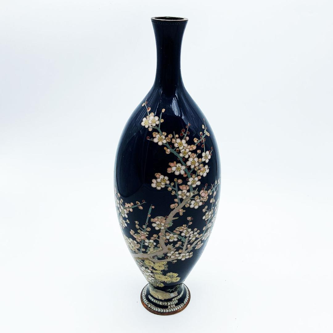 RITAO CHAN公式アカウント04 七宝焼 花瓶 扁壺形 茄子紺地