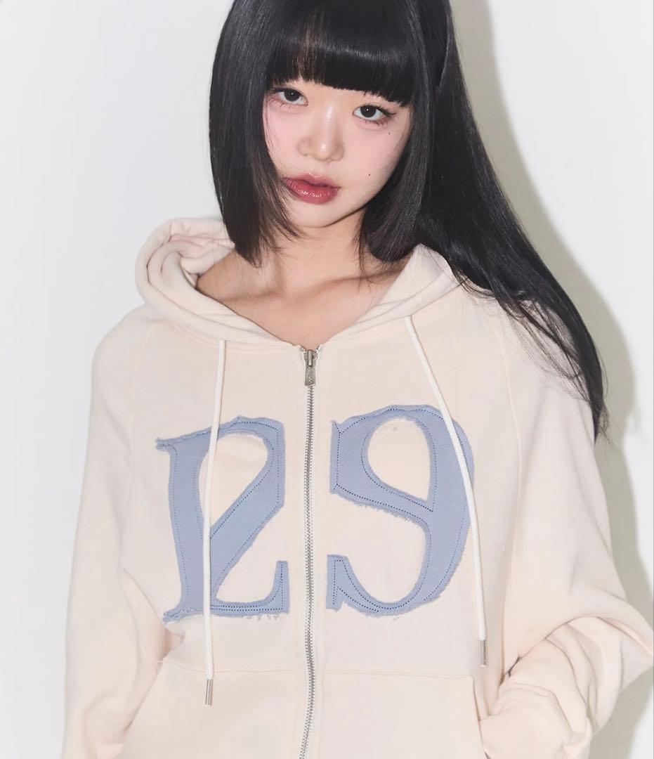 ILLIGO ロゴパッチフルジップパーカー フーディー クリーム