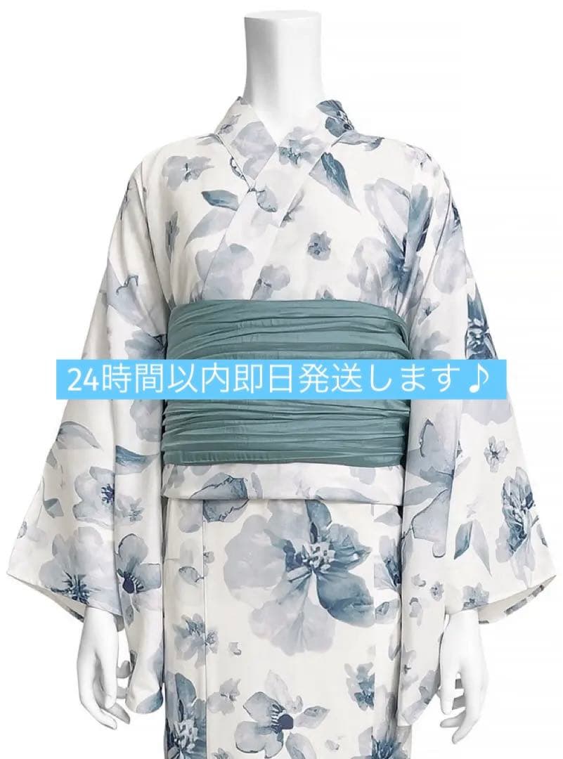 3点セット2Way水彩花柄浴衣セット[fy027] レギュラーサイズ