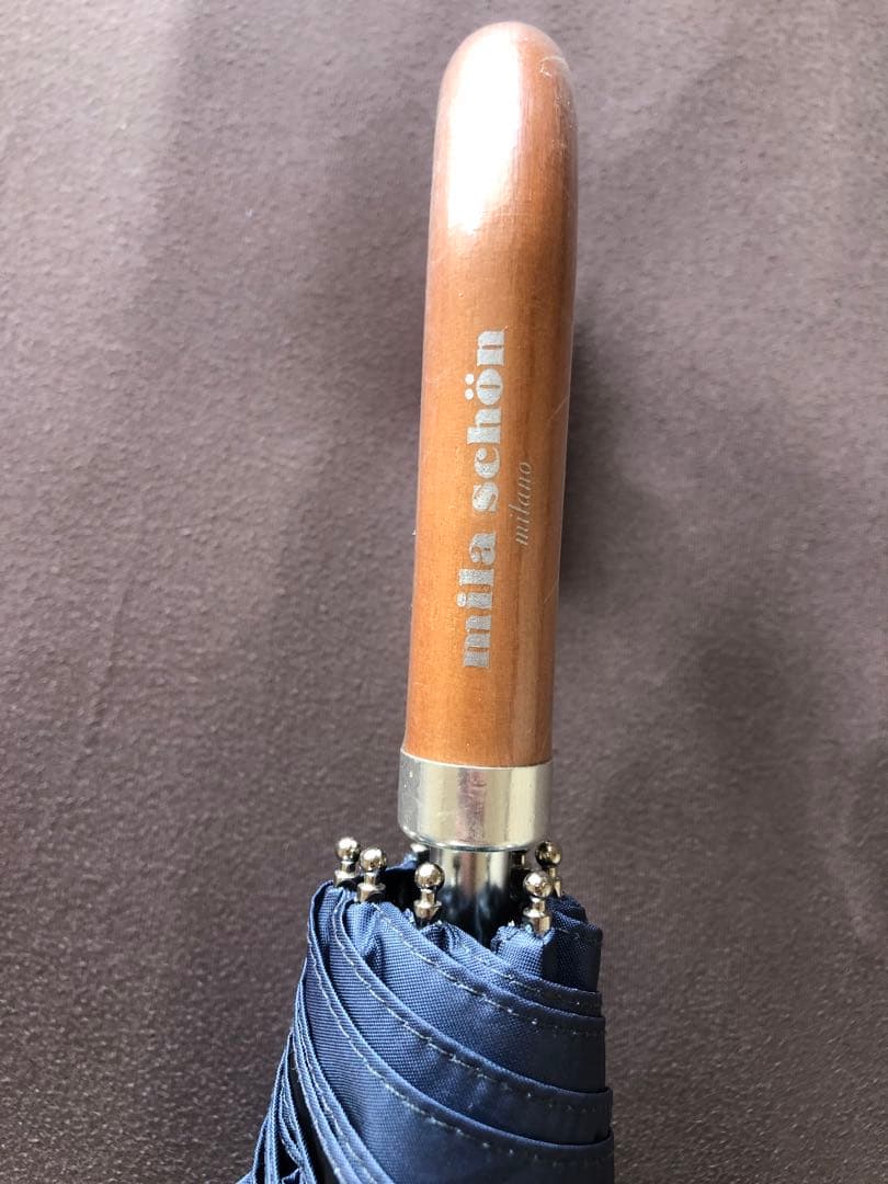 新品　Mila Schon 晴雨兼用傘　折りたたみ日傘　ベルト柄　ベルトブルー