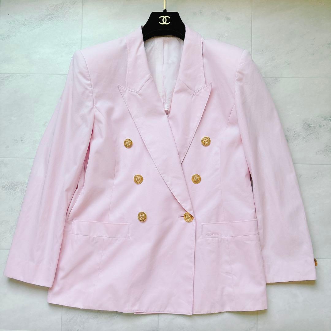 ❁極美品✨レオナール テーラードジャケット 無地 金ボタン 11号 レディース