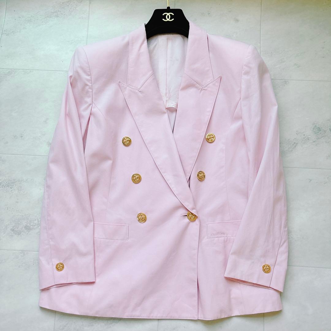 ❁極美品✨レオナール テーラードジャケット 無地 金ボタン 11号 レディース