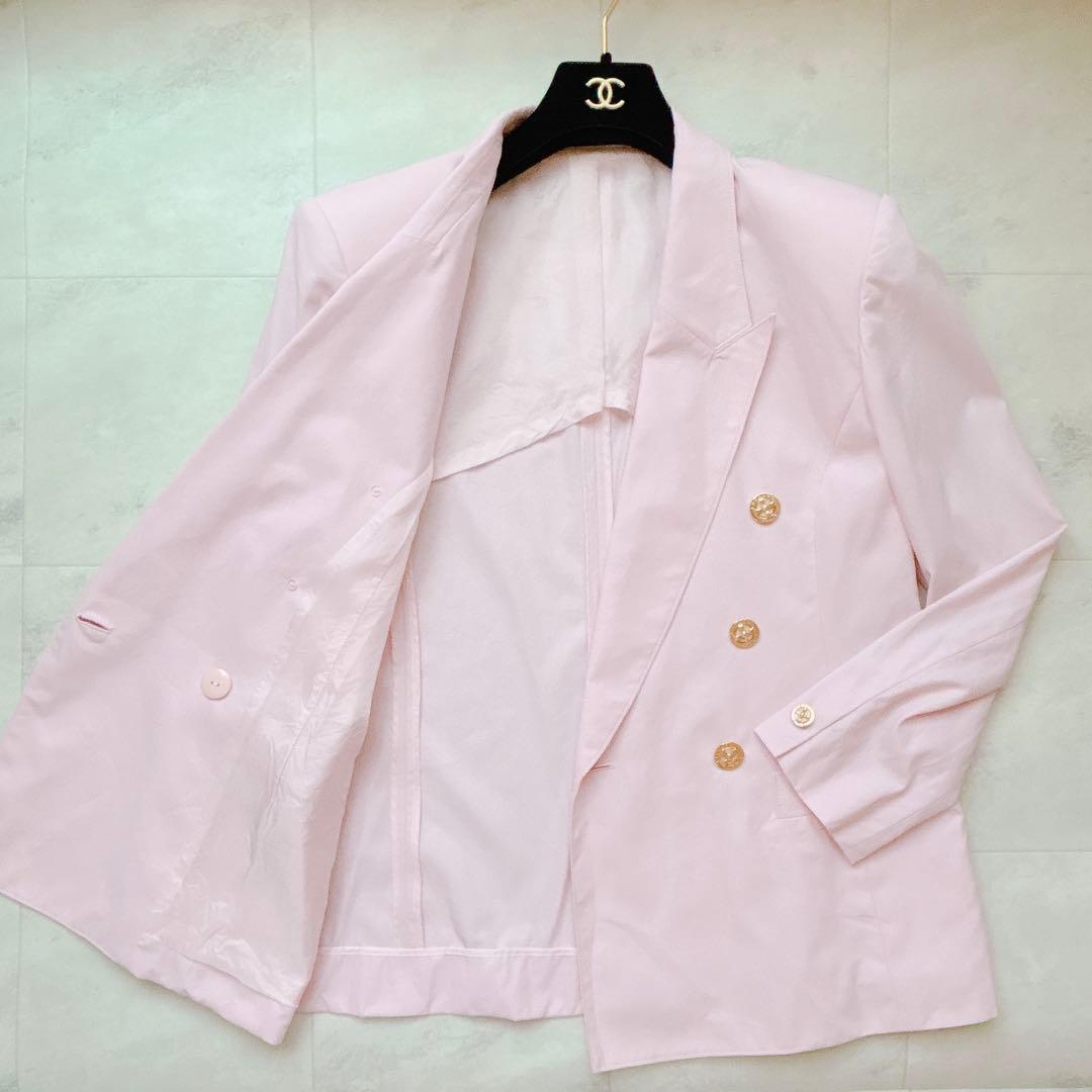 ❁極美品✨レオナール テーラードジャケット 無地 金ボタン 11号 レディース