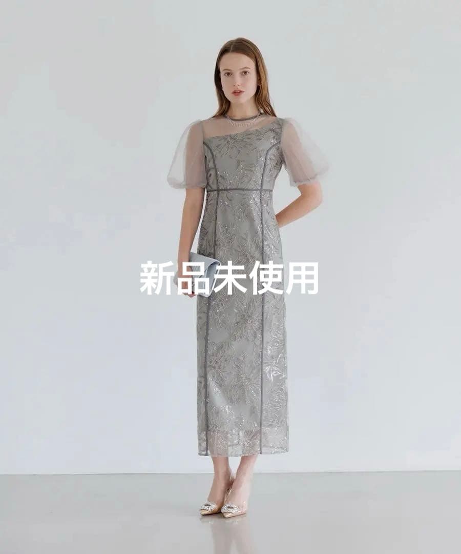 【お値下げ】leja アシンメトリーシアーフラワーワンピースドレス　オケージョン