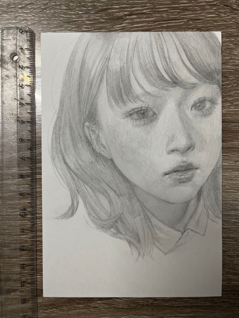 手描きイラスト　女の子　鉛筆　原画　オリジナル