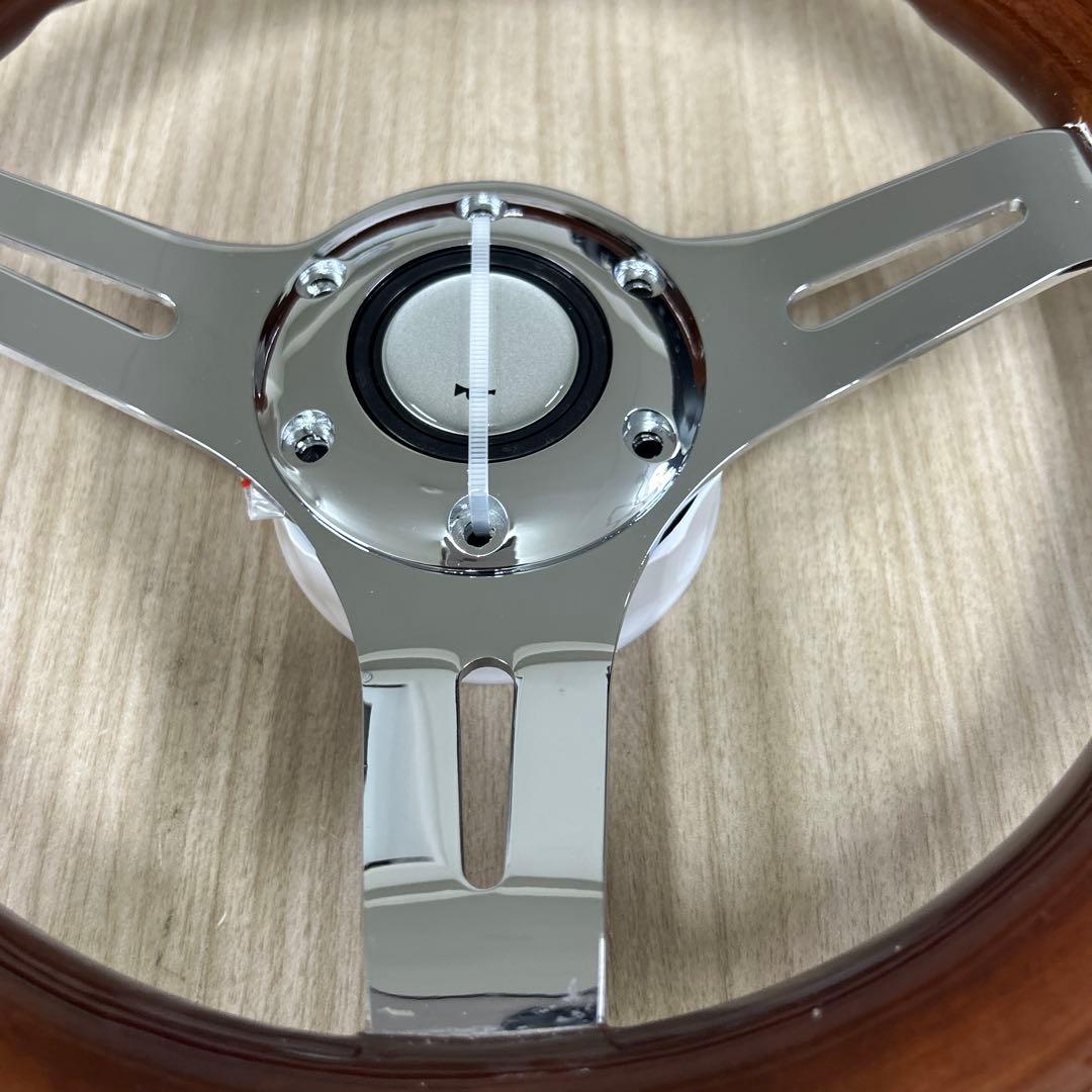 29パイ　ウッドとクロームの3本スポークステアリング