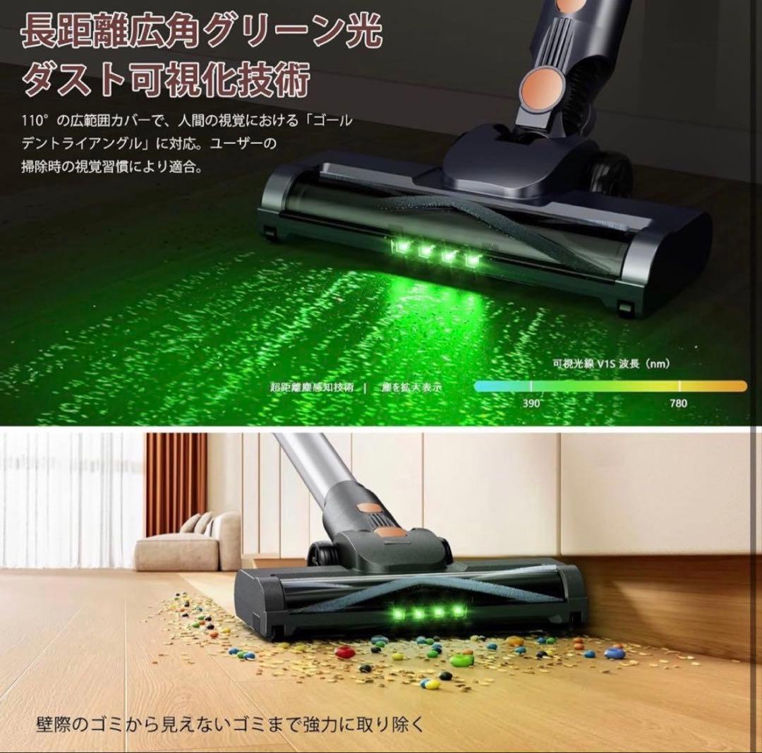 掃除機 コードレス 75Kpa超強力吸引 自立式 55分連続稼働 サイクロン