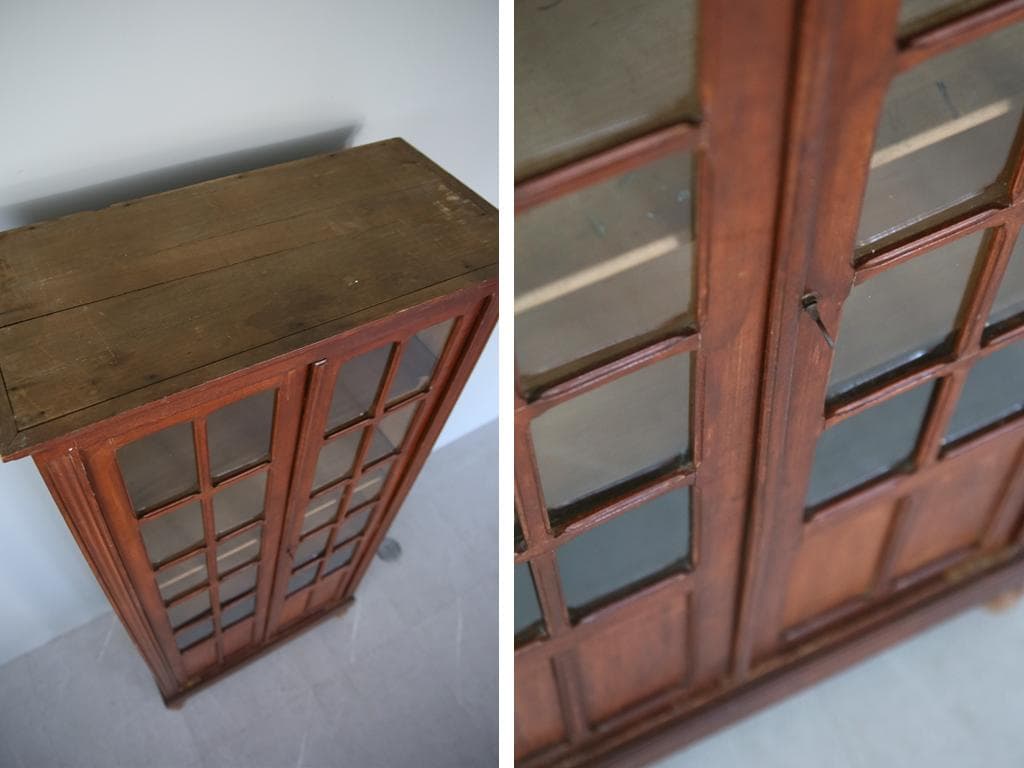 フランスアンティークブックケースキャビネット/本棚/食器棚/飾り棚90-107