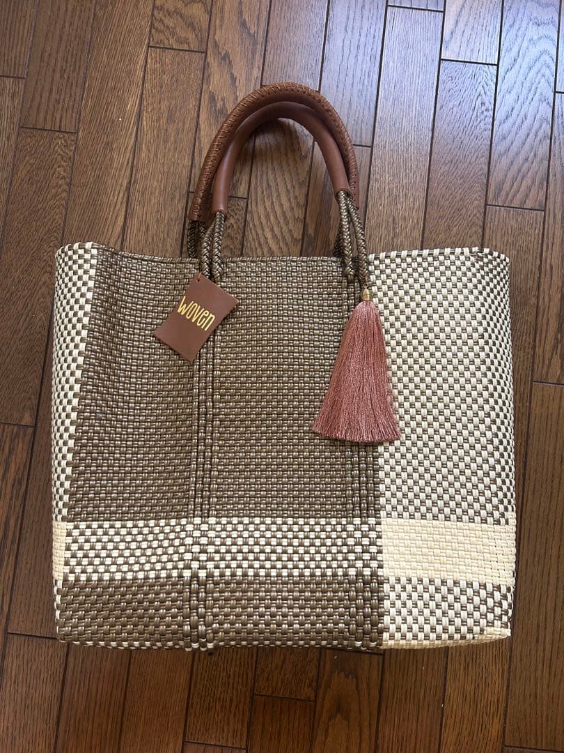 新品！　Woven ブラウン系 メルカドバッグ　かごバッグ