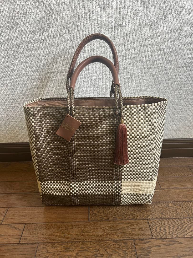 新品！　Woven ブラウン系 メルカドバッグ　かごバッグ