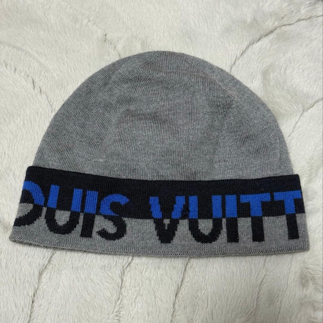 LOUIS VUITTON ボネ LVホライゾン ニット帽　ウール100%グレー