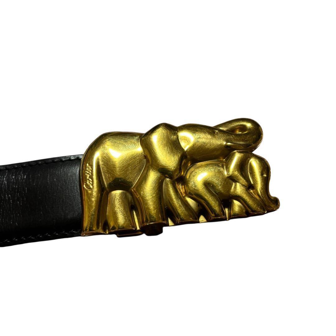 Cartier カルティエ 象 エレファント バックル ベルト ゴールド　レザー