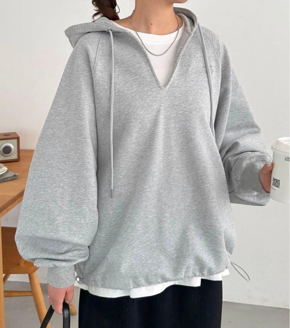 DISCOAT ワンポイント刺繍スウェットドロストフーディ